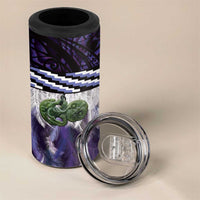 Purple Traditional Cloak Aotearoa 4 in 1 Can Cooler Tumbler Maori Paua Shell Korowai Pattern LT14 - Polynesian Pride
