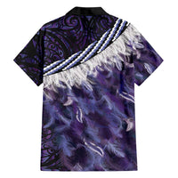 Purple Traditional Cloak Aotearoa Family Matching Short Sleeve Bodycon Dress and Hawaiian Shirt Maori Paua Shell Korowai Pattern
