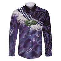 Purple Traditional Cloak Aotearoa Family Matching Tank Maxi Dress and Hawaiian Shirt Maori Paua Shell Korowai Pattern