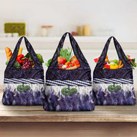 Purple Traditional Cloak Aotearoa Grocery Bag Maori Paua Shell Korowai Pattern LT14 3-pack One Size Purple - Polynesian Pride