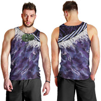 Purple Traditional Cloak Aotearoa Men Tank Top Maori Paua Shell Korowai Pattern