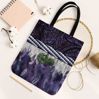 Purple Traditional Cloak Aotearoa Tote Bag Maori Paua Shell Korowai Pattern - Polynesian Pride