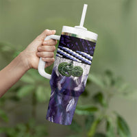Purple Traditional Cloak Aotearoa Tumbler With Handle Maori Paua Shell Korowai Pattern