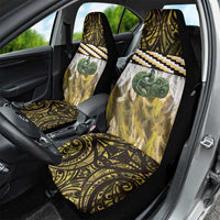 Yellow Traditional Cloak Aotearoa Car Seat Cover Maori Paua Shell Korowai Pattern