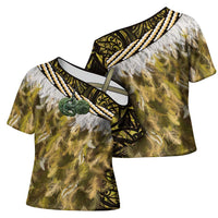 Yellow Traditional Cloak Aotearoa Cross Shoulder Shirt Maori Paua Shell Korowai Pattern LT14 - Polynesian Pride