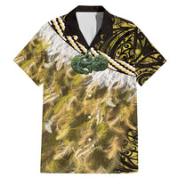 Yellow Traditional Cloak Aotearoa Family Matching Mermaid Dress and Hawaiian Shirt Maori Paua Shell Korowai Pattern