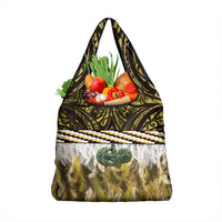 Yellow Traditional Cloak Aotearoa Grocery Bag Maori Paua Shell Korowai Pattern LT14 1-pack One Size Yellow - Polynesian Pride