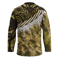 Yellow Traditional Cloak Aotearoa Hockey Jersey Maori Paua Shell Korowai Pattern LT14 - Polynesian Pride