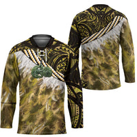Yellow Traditional Cloak Aotearoa Hockey Jersey Maori Paua Shell Korowai Pattern LT14 - Polynesian Pride