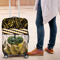 Yellow Traditional Cloak Aotearoa Luggage Cover Maori Paua Shell Korowai Pattern