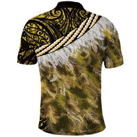 Yellow Traditional Cloak Aotearoa Polo Shirt Maori Paua Shell Korowai Pattern LT14 - Polynesian Pride