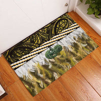 Yellow Traditional Cloak Aotearoa Rubber Doormat Maori Paua Shell Korowai Pattern LT14 - Polynesian Pride