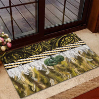 Yellow Traditional Cloak Aotearoa Rubber Doormat Maori Paua Shell Korowai Pattern LT14 - Polynesian Pride