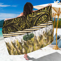 Yellow Traditional Cloak Aotearoa Sarong Maori Paua Shell Korowai Pattern