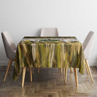 Yellow Traditional Cloak Aotearoa Tablecloth Maori Paua Shell Korowai Pattern