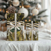 Yellow Traditional Cloak Aotearoa Wrapping Paper Maori Paua Shell Korowai Pattern - Polynesian Pride