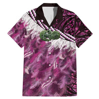 Pink Traditional Cloak Aotearoa Family Matching Mermaid Dress and Hawaiian Shirt Maori Paua Shell Korowai Pattern