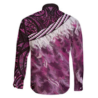 Pink Traditional Cloak Aotearoa Family Matching Off Shoulder Short Dress and Hawaiian Shirt Maori Paua Shell Korowai Pattern