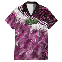 Pink Traditional Cloak Aotearoa Family Matching Tank Maxi Dress and Hawaiian Shirt Maori Paua Shell Korowai Pattern
