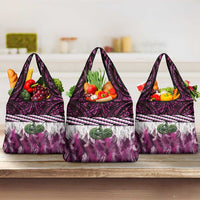 Pink Traditional Cloak Aotearoa Grocery Bag Maori Paua Shell Korowai Pattern LT14 3-pack One Size Pink - Polynesian Pride
