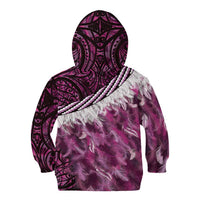 Pink Traditional Cloak Aotearoa Kid Hoodie Maori Paua Shell Korowai Pattern LT14 - Polynesian Pride