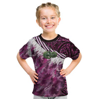 Pink Traditional Cloak Aotearoa Kid T Shirt Maori Paua Shell Korowai Pattern LT14 Pink - Polynesian Pride