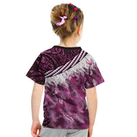 Pink Traditional Cloak Aotearoa Kid T Shirt Maori Paua Shell Korowai Pattern LT14 - Polynesian Pride