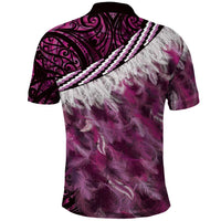 Pink Traditional Cloak Aotearoa Polo Shirt Maori Paua Shell Korowai Pattern LT14 - Polynesian Pride