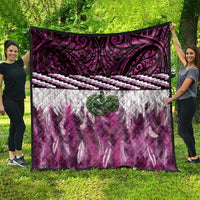 Pink Traditional Cloak Aotearoa Quilt Maori Paua Shell Korowai Pattern