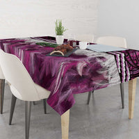 Pink Traditional Cloak Aotearoa Tablecloth Maori Paua Shell Korowai Pattern