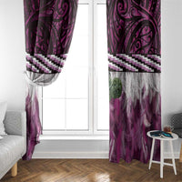 Pink Traditional Cloak Aotearoa Window Curtain Maori Paua Shell Korowai Pattern