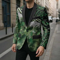 Green Traditional Cloak Aotearoa Blazer Maori Paua Shell Korowai Pattern - Polynesian Pride