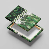 Green Traditional Cloak Aotearoa Canvas Wall Art Maori Paua Shell Korowai Pattern