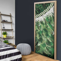 Green Traditional Cloak Aotearoa Door Cover Maori Paua Shell Korowai Pattern - Polynesian Pride
