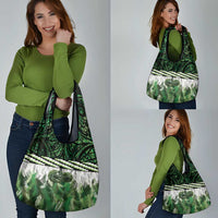 Green Traditional Cloak Aotearoa Grocery Bag Maori Paua Shell Korowai Pattern LT14 - Polynesian Pride