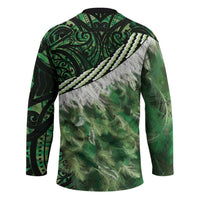 Green Traditional Cloak Aotearoa Hockey Jersey Maori Paua Shell Korowai Pattern - Polynesian Pride