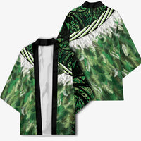 Green Traditional Cloak Aotearoa Kimono Maori Paua Shell Korowai Pattern - Polynesian Pride