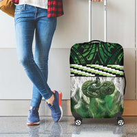 Green Traditional Cloak Aotearoa Luggage Cover Maori Paua Shell Korowai Pattern