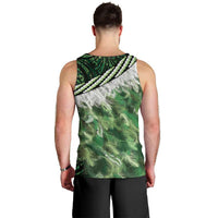 Green Traditional Cloak Aotearoa Men Tank Top Maori Paua Shell Korowai Pattern