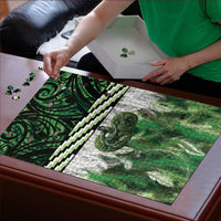 Green Traditional Cloak Aotearoa Puzzle Maori Paua Shell Korowai Pattern - Polynesian Pride