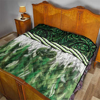 Green Traditional Cloak Aotearoa Quilt Maori Paua Shell Korowai Pattern