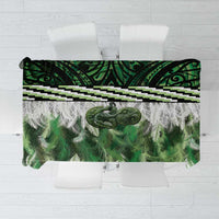 Green Traditional Cloak Aotearoa Tablecloth Maori Paua Shell Korowai Pattern
