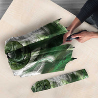 Green Traditional Cloak Aotearoa Umbrella Maori Paua Shell Korowai Pattern - Polynesian Pride