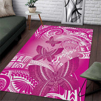 Polynesia Breast Cancer Awareness Area Rug Think Pink Ribbon Polynesian Butterflies LT14 Pink - Polynesian Pride