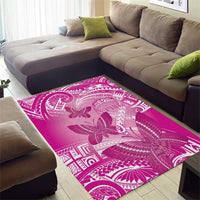 Polynesia Breast Cancer Awareness Area Rug Think Pink Ribbon Polynesian Butterflies LT14 - Polynesian Pride