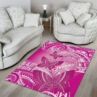 Polynesia Breast Cancer Awareness Area Rug Think Pink Ribbon Polynesian Butterflies LT14 - Polynesian Pride