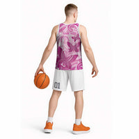 Personalised Polynesia Breast Cancer Awareness Basketball Jersey Think Pink Ribbon Polynesian Butterflies