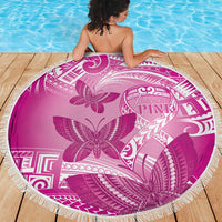 Polynesia Breast Cancer Awareness Beach Blanket Think Pink Ribbon Polynesian Butterflies