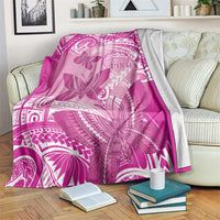 Polynesia Breast Cancer Awareness Blanket Think Pink Ribbon Polynesian Butterflies