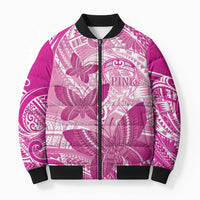 Personalised Polynesia Breast Cancer Awareness Bomber Puffer Jacket Think Pink Ribbon Polynesian Butterflies LT14 Unisex Pink - Polynesian Pride